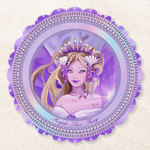 Purple sun Fairy Paper Coaster