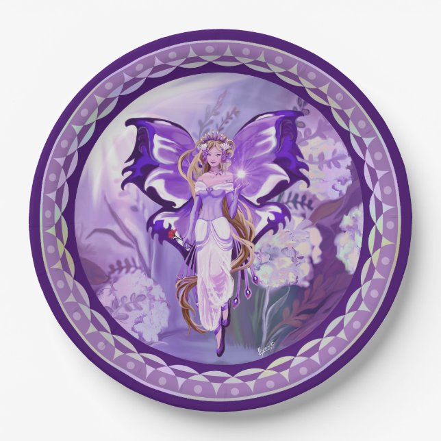 Purple Sun Fairy Paper Plate (Front)