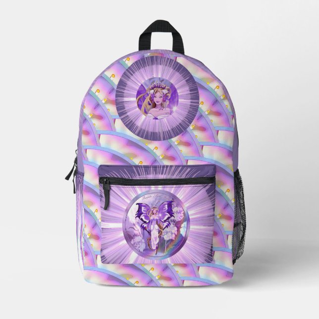 Purple Sun Fairy Printed Backpack (Front)