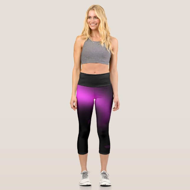 Purple Sunburst Twirl Lights Capri Leggings (Front)