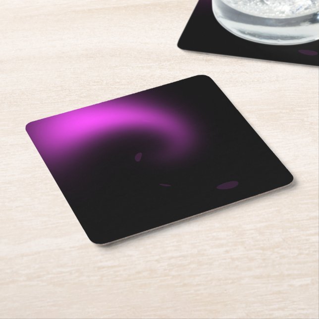 Purple Sunburst Twirl Lights Square Paper Coaster (Angled)