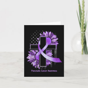 Purple Sunflower Christian Cross Pancreatic Cancer Card