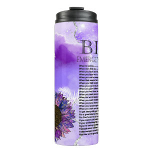 Purple Sunflower Emergency Bible Numbers Thermal Tumbler