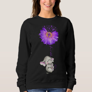Purple Sunflower Fibromyalgia Awareness Cute Eleph Sweatshirt