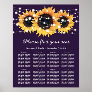 Purple Sunflower Floral Wedding Seating Chart 8