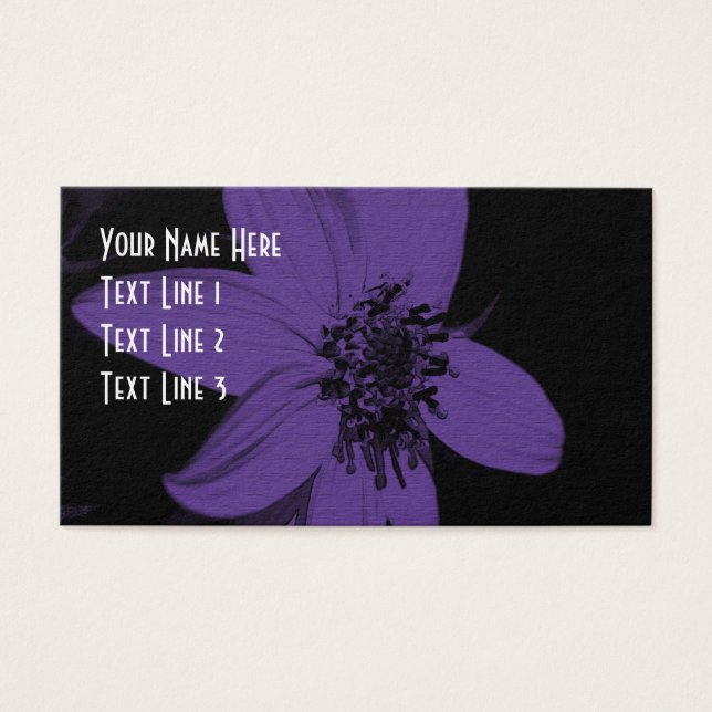 Purple Sunflower Flower Art Business Card (Front)