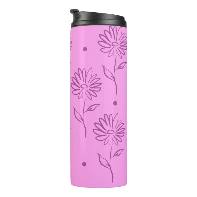 Purple Sunflower Pattern Classic Round Thermal Tumbler (Rotated Right)