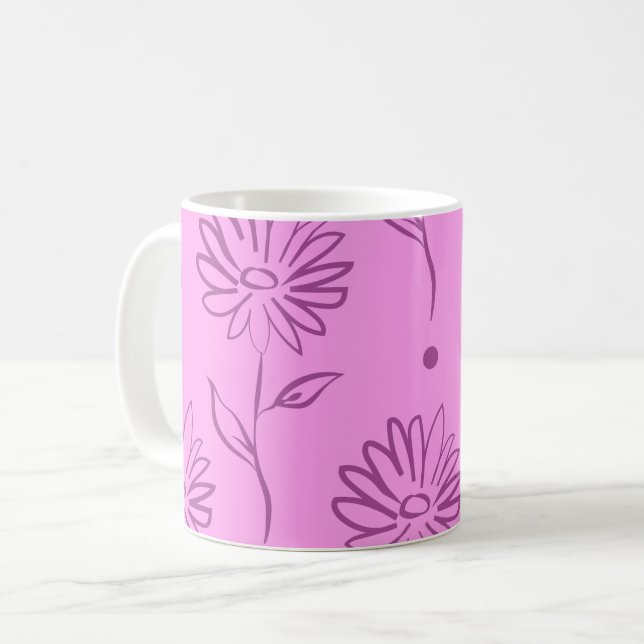 Purple Sunflower Pattern Coffee Mug (Front Left)