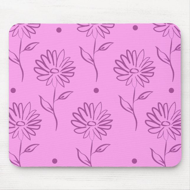 Purple Sunflower Pattern  Mouse Mat (Front)