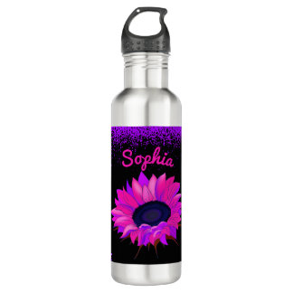 Purple Sunflower Personalised Stainless Steel  710 Ml Water Bottle