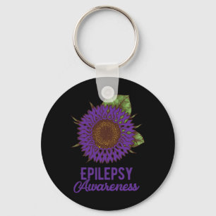 Purple Sunflower Ribbon Epilepsy Awareness Support Key Ring