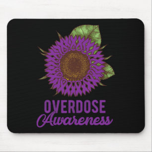 Purple Sunflower Ribbon Overdose Awareness Support Mouse Mat