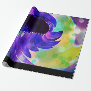 Purple Sunflower Swirl Wrapping Paper