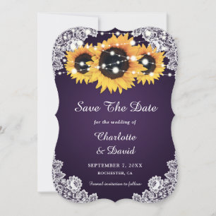Purple Sunflower Wedding Save The Date