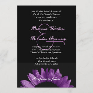 Purple Sunflower Wedding Ver 002 Invitation