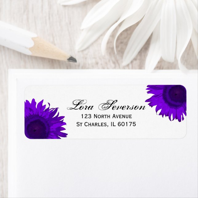 Purple Sunflowers Return Address Label (Insitu)
