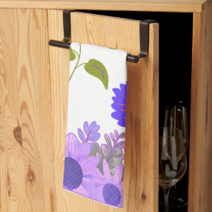 purple sunflowers tea towel