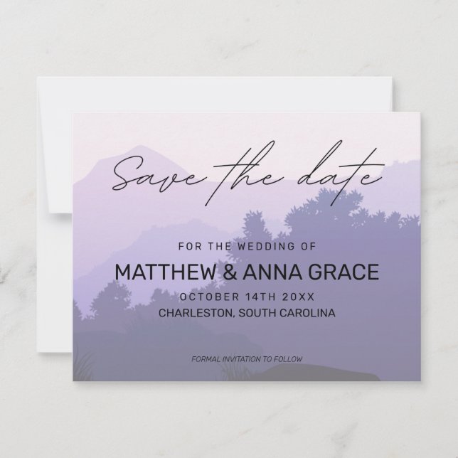 Purple Sunrise Adventure Travel Save The Date (Front)