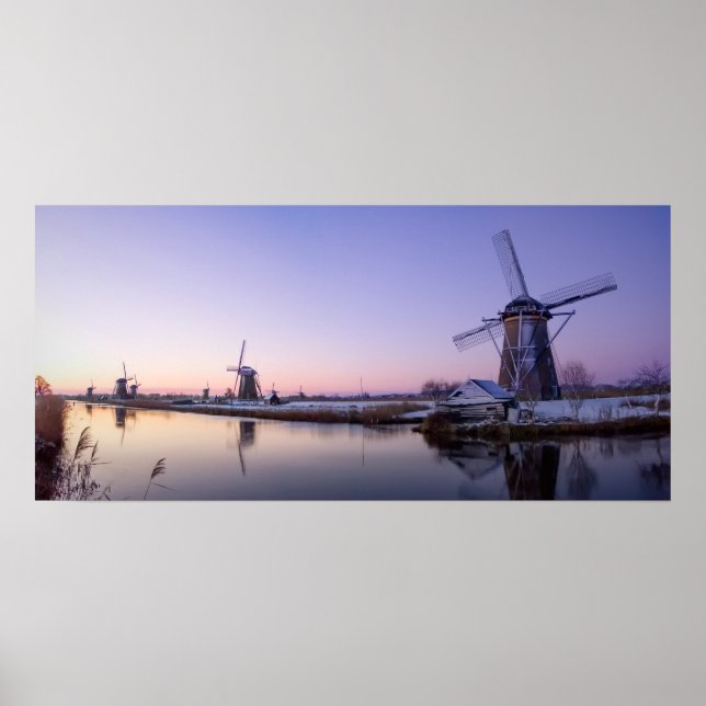 Purple sunrise over the windmills poster (Front)