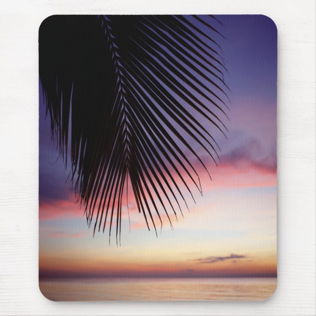 Purple Sunset Beach Tropical Palm Tree Silhouette Mouse Mat (Front)