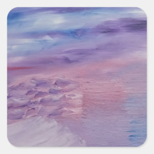 Purple Sunset Blue Pink Colourful Abstract Art Square Sticker