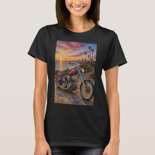 Purple Sunset Chopper Mosaic Art T-Shirt