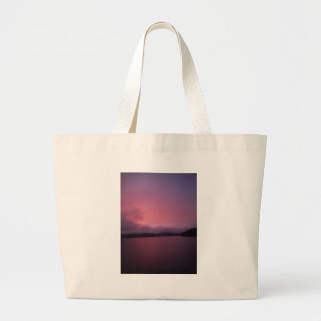 Purple sunset on Lake Arrowhead Large Tote Bag (Front)