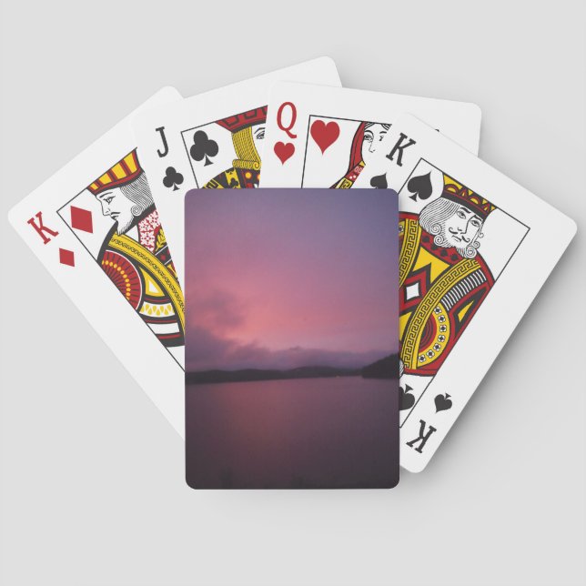 Purple sunset on Lake Arrowhead Playing Cards (Back)