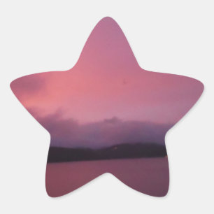 Purple sunset on Lake Arrowhead Star Sticker
