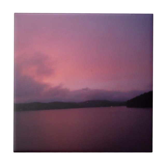 Purple sunset on Lake Arrowhead Tile (Front)