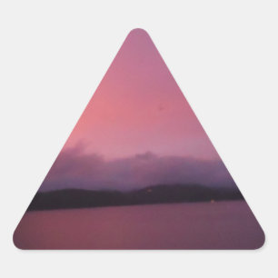 Purple sunset on Lake Arrowhead Triangle Sticker