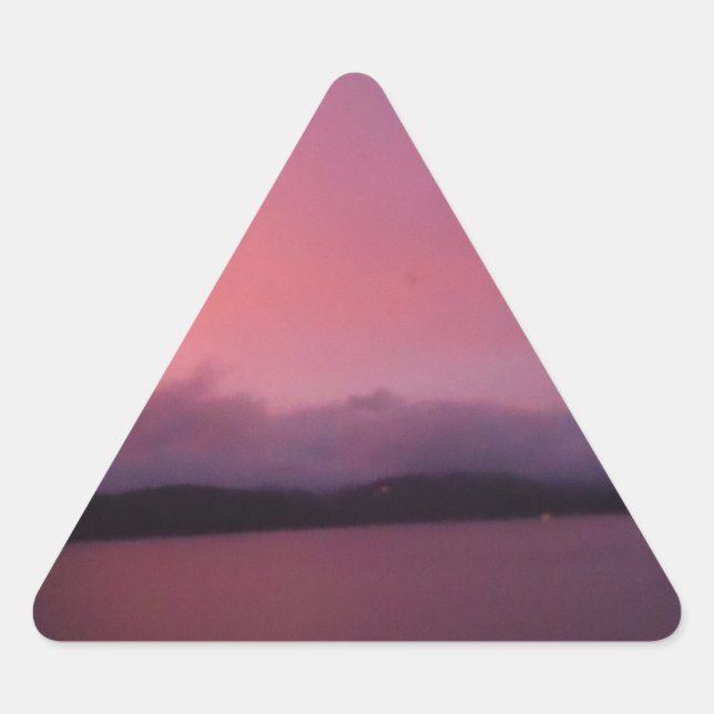 Purple sunset on Lake Arrowhead Triangle Sticker (Front)