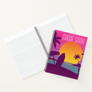 Purple sunset surf beach notebook