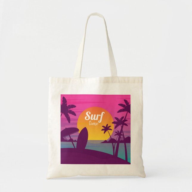 Purple sunset surf beach tote bag (Front)