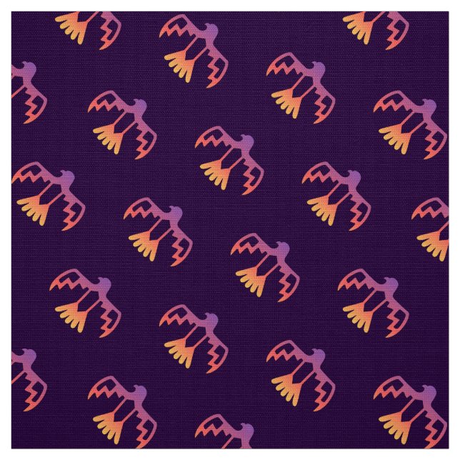 Purple Sunset Thunderbird Pattern Fabric (Swatch)