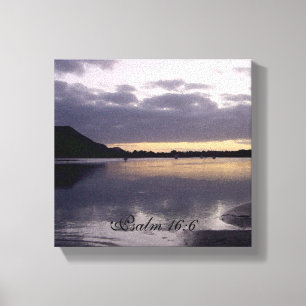 Purple Sunset Watercolor - Psalm 16:6 Canvas Print