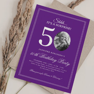 Purple Surprise 50th Birthday Party Invitation