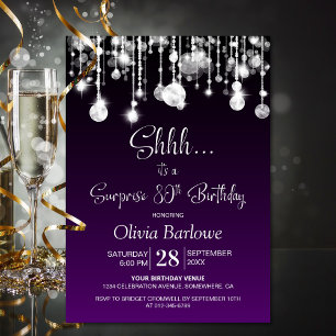 Purple Surprise 80th Birthday Party Invitation
