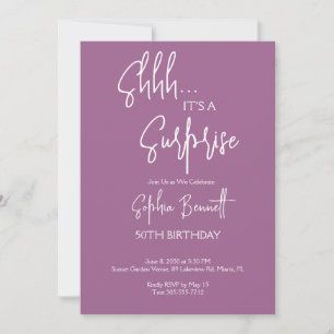Purple Surprise Party 50th Birthday Invitation