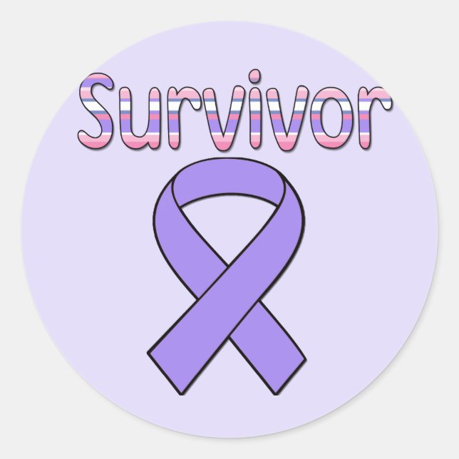 Purple  Survivor Ribbon Classic Round Sticker (Front)