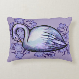 Purple Swan Flower Lake Swans Decorative Cushion