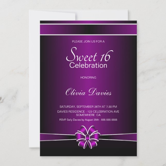 Purple Sweet 16 Birthday Celebration Invitation (Front)
