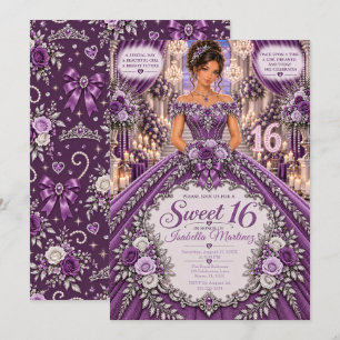 Purple Sweet 16 Celebration Invitation