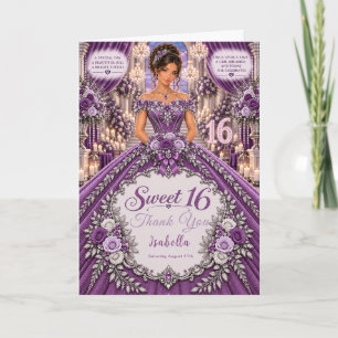 Purple Sweet 16 Celebration Thank You Card