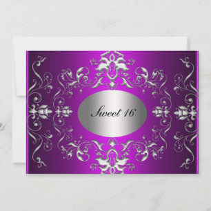 Purple Sweet 16 Elegant Birthday Invitation