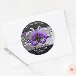 Purple Sweet 16 Masquerade Party Envelope Seal