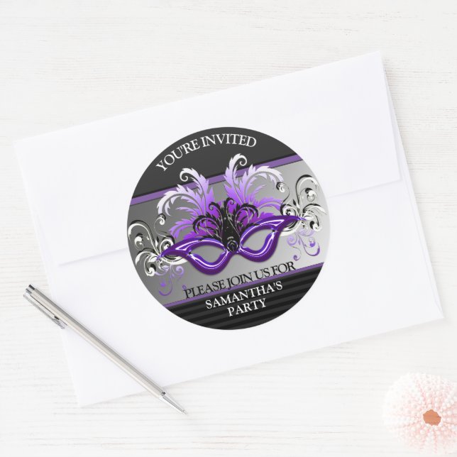 Purple Sweet 16 Masquerade Party Envelope Seal (Envelope)