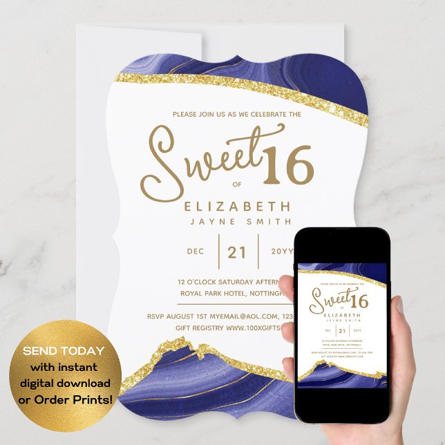 Purple SWEET 16 Modern 16th Birthday Digital Invitation (Creator Uploaded)