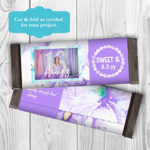 Purple Sweet 16 Personalised Candy Bar Wrapper