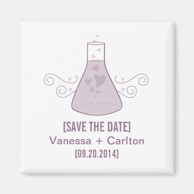 Purple Sweet Chemistry Save the Date Magnet (Front)